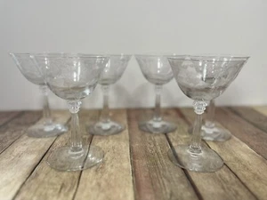 Fostoria SHIRLEY 5.5" Clear Etched Champagne Tall Sherbet Glasses Set Of Six - Picture 1 of 5