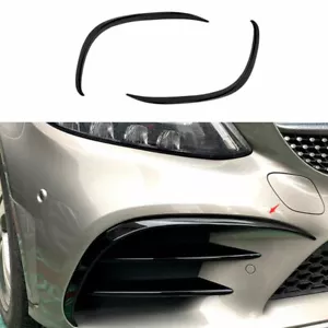 Benz C-Class W205 ABS Black Front Bumper Canards Lip Splitter Fins For 2019-2021 - Picture 1 of 8