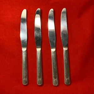 Set of 4 Crown Radiance Dinner Knives Silverplate Vintage 1939 Art Deco - Picture 1 of 3
