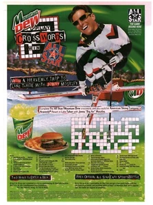 1999 VINTAGE PRINT AD - MOUNTAIN DEW CAFE CROSSWORDS AD - JONNY MOSELEY SKI - Bild 1 von 1