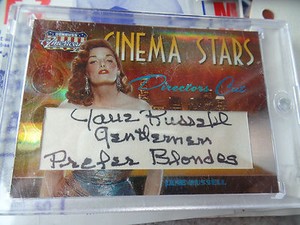 Jane Russell auto SIGNED BLONDES 2008 DONRUSS CELEBRITY AMERICANA autograph CUTS
