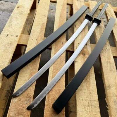 Deadpool Samurai Twin Katana Set Carbon Steel Swords TSuba Dual w/ Backstrap