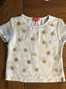 Kate Mack Ivory Top Sheer Overlay with Gold Sequins Girls Short Sleeve Size 6 - Picture 1 of 2