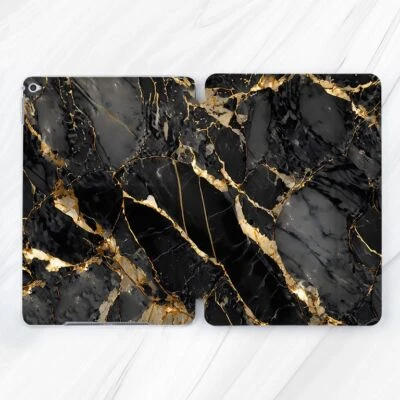 Dark Grey Gold Marble Stone Case For iPad 10.2 Air 3 4 5 Pro 9.7 11 12.9 Mini - Image 1 of 4