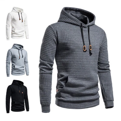 MARKENLOS Hoodie Herren Kapuzenpullover Sweatshirt Kapuze Casual Karierten Jacquard Männer