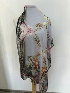 S10# givenchy rectangle floral Silk Scarf 68/25 inch made in italy has stains - Picture 1 of 7