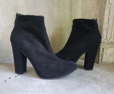 PEDRO GARCIA Negro Gamuza Calcetín Botines Tacones Talla 37.5 US 7.5 Foto 1 de 4