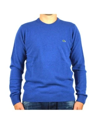 LACOSTE maglia uomo girocollo azzurro lana