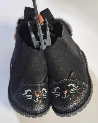 Botas Wonder Nation Infantil Talla 2 Chelsea Critter Cat Theme Negras con Cremallera Foto 1 de 4