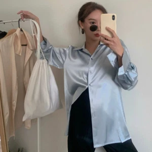 Lady Shirt Satin Top Button Up Blouse Party Office Formal Business Workwear Chic - Picture 1 of 13