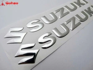 8" Silver Pair Fuel Gas Tank Fairing Emblems Decal Badge 20cm for Bikes Letter - Picture 1 of 3