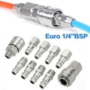 10X Euro 1/4Inch BSP Air Line Fitting Hose Compressor Quick Release Connector UK