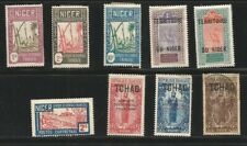 Lot de 9 timbres NIGER et TCHAD Afrique Equatoriale Française entre 1921/1927