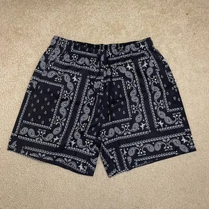 Men's Paisley/Bandana Design Shorts, Drawstring Waist, Active-Wear Summer Shorts - Picture 1 of 6