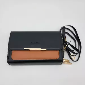 NWOT Roulens Bag Crossbody With Built In Wallet Brown Black Purse NEW - Picture 1 of 7