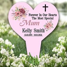 Heart Mum Floral Pink Remembrance Garden Plaque Grave Marker Memorial Stake
