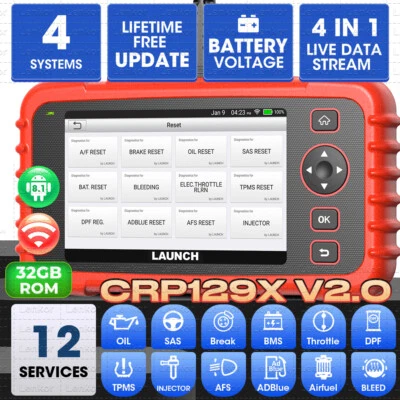 Launch CRP129X V2.0 OBD2 Scanner 4 ECU Diagnostic + 12 Service Functions - Image 1 of 4