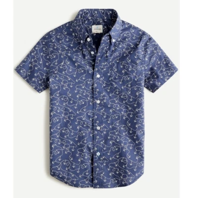 J. Crew Crewcuts Short Sleeve Anchor Print Button Down Boys Sz 8 Nautical Beach - Image 1 of 4