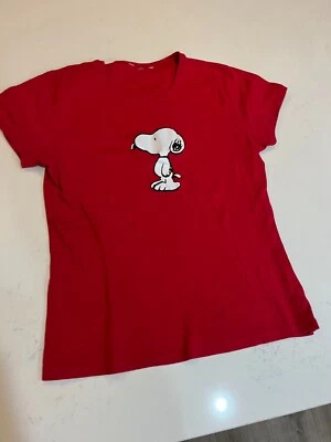 Mujer USADO H&M H & M Snoopy Peanuts Dormir PJ Pantalón Top Conjunto Pequeño ROJO Algodón Foto 1 de 4