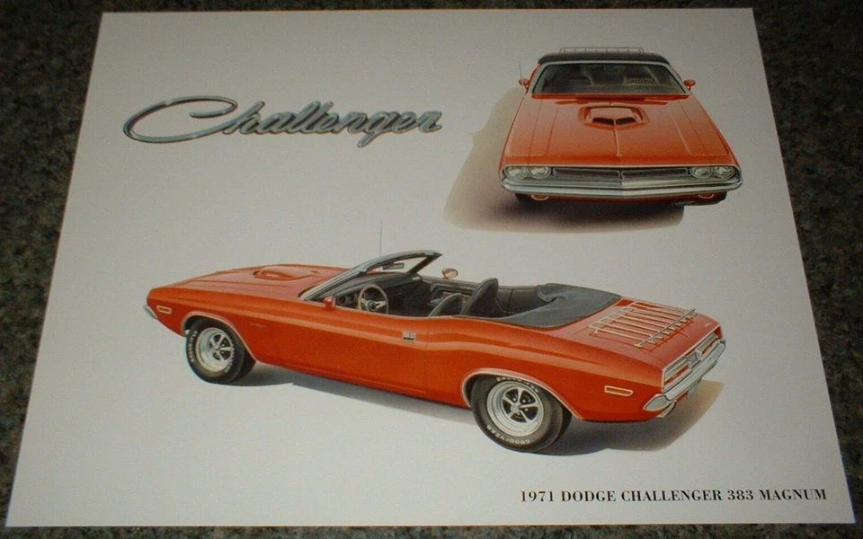 1971 DODGE CHALLENGER 383 MAGNUM MOPAR ART 71 70 HEMI CONVERTIBLE MUSCLE CAR★★ - Image 1 of 1