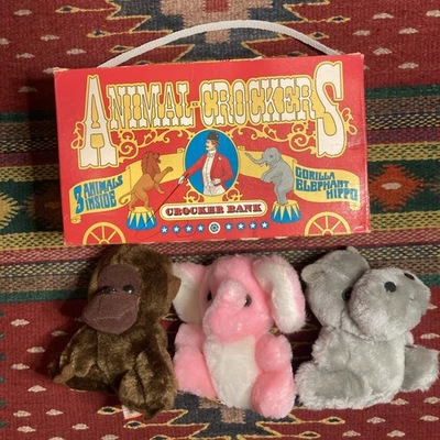 rare 1981 Animal Crockers DANKIN Plush Set of 3 5”-6” Crocker Bank Promo - Image 1 of 4
