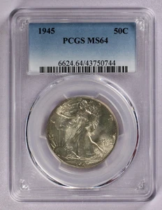 1945 Walking Liberty Silver Half Dollar 50C PCGS MS 64 - Picture 1 of 3