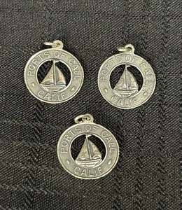 3 Vintage Sterlingsilber "Ports of Call Calif" Anhänger mit einem Segelboot. - Bild 1 von 6