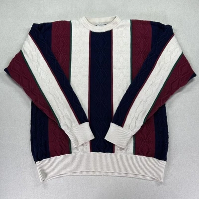 Vintage 90's 417 Van Heusen Sweater Men's L Multi Color Stripe Cotton Knit 90s - Image 1 of 4