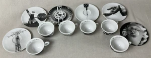 RARE Illy Collection 1999 Black White 6 Espresso Cup & Saucer Set Darryl Pottorf - Picture 1 of 18