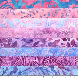 8 Fat Quarters Rosengarten Batik Lunn Stoff FQ Pack 100% Baumwolle Handarbeit - Bild 1 von 6