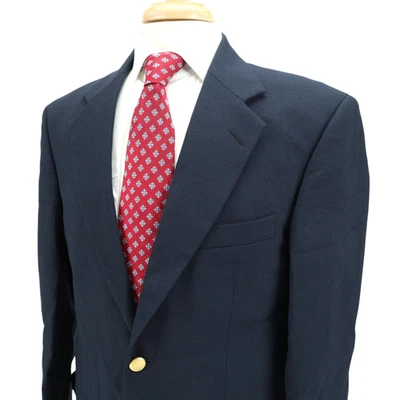 Blazer Chaqueta Deportiva De Colección Stafford Azul Marino Oscuro Dorado Botón Lana Dacron 38R Foto 1 de 4