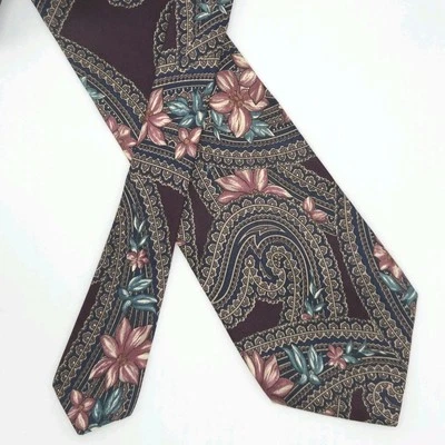 Pierre Cardin Men's Exotic Floral Paisley Silk Tie 58" x 3.5" Made In USA  - Image 1 of 3