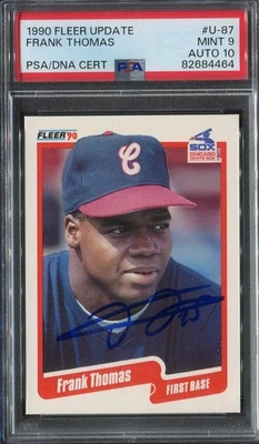 1990 FLEER FRANK THOMAS RC #U-87 PSA 9 W/ 10 AUTO * ROOKIE CARD * HOF WHITE SOX - Image 1 of 2