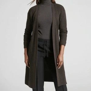 Cardigan lungo Athleta 3X Scenic Wrap marrone noce taglie forti - Foto 1 di 5