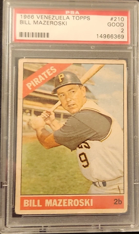 1966 Venezuela Topps #210 Bill Mazeroski Pittsburgh Pirates PSA 2 GOOD - Image 1 of 2