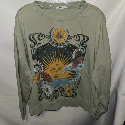 O’NEILL Sweatshirt Sz S Green Psychedelic Beach Graphic Terry Cotton - Image 1 of 4