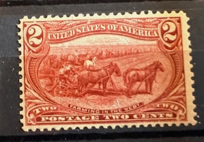 US Sc 286 Copper Red 2¢ 1898 Mint Never Hinged Original Gum Trans-Miss Expo - Image 1 of 2