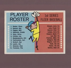 1963 FLEER CHECKLIST UNMARKED!! clean, well-centered EX+/EXMT See Pics!! SP - Picture 1 of 2