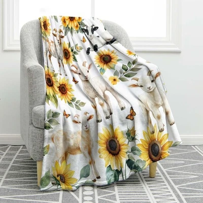 Cabra Girasol Floral Manta Oveja Flor Regalos para Mujeres Niños Niñas Mamá Esposa... Foto 1 de 4