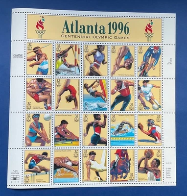 US Souvenir Sheet Of 20: ATLANTA 1996 Sc #3068, 1995 MNH - Image 1 of 2