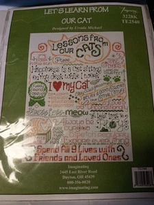 Imaginating Counted Cross Stitch Kit #3228 Let's Learn From Our Cat I1 - Picture 1 of 2
