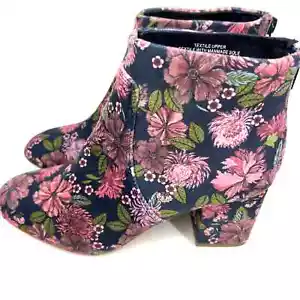 LOFT Womens Floral Ankle Boots Velvet Zip Up Booties Size 8.5 - Picture 1 of 9