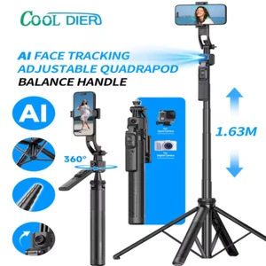 DT Tripod 1.6M 360° AI Auto Face Tracking Phone Holder Smart Selfie Stick - Picture 1 of 7