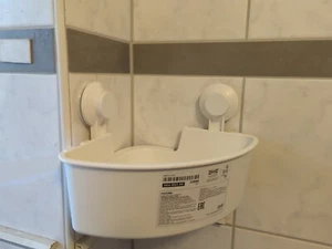 IKEA TISKEN Duschablage weiß Saugnapf Hängekorb Bad Zubehör organisieren Dusche - Bild 1 von 4