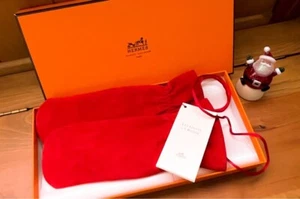 New HERMÈS Kids Suede Gloves with Box Small Size Elegant Luxury Winter 0248AK - Picture 1 of 8