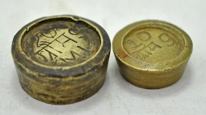 Antique Brass Mercantile Measuring Weight Set of 2 Original Old 10 20 Grams - Picture 1 of 5