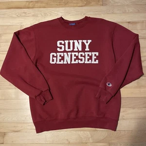 Felpa vintage SUNY Genesee media adulto anni 90 girocollo rosso cremisi - Foto 1 di 7