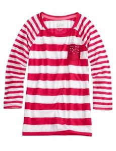 NUEVO CON ETIQUETAS Camiseta Justice Girls Rosa Frambuesa y Blanco Joya Bolsillo 12 NUEVA - Imagen 1 de 1