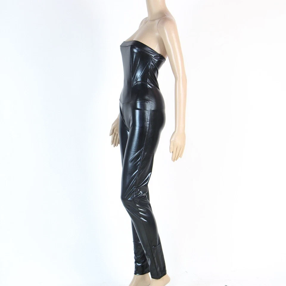Sexy Stretchy Wet Look Strapless Catsuit. - image 1 of 2