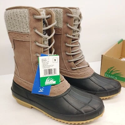 Itasca Boreal Nieve Invierno Bota Mujer Talla 7 Cuero Marrón -20 F Suéter Cuello Foto 1 de 4